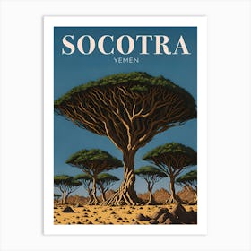 Socotra Yemen Retro Travel Art Print