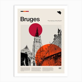 Mid Century Bruges Travel Art Print