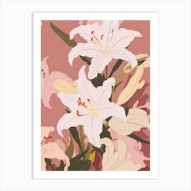 Lilies Flower Big Bold Illustration 2 Art Print