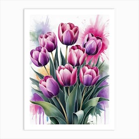 Watercolor Tulips 2 Art Print