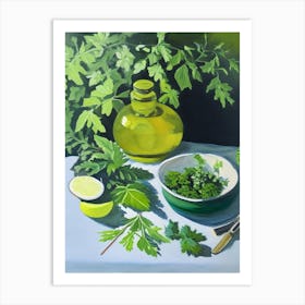 Lemon Balm Spices And Herbs Oil Painting Art Print