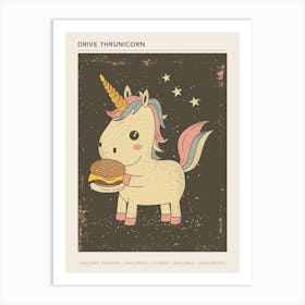Unicorn Eating A Cheeseburger Muted Pastels 2 Poster Art Print