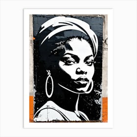 Vintage Graffiti Mural Of Beautiful Black Woman 93 Art Print