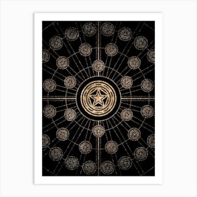 Geometric Glyph Radial Array in Glitter Gold on Black n.0416 Art Print