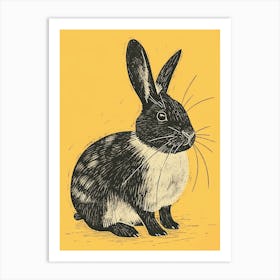 Chinchilla Blockprint Rabbit Illustration 1 Art Print