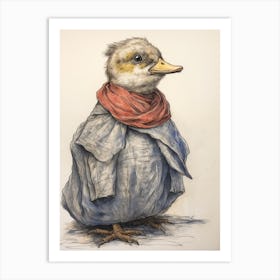 Storybook Animal Watercolour Duck 1 Art Print