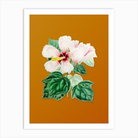 Vintage Marsh Hibiscus Botanical on Sunset Orange Art Print