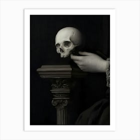 Woman Holding A Skull Art Print