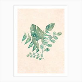 Bloomery Decor Watercolor Jungle Leaves S Art Print