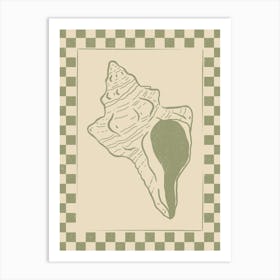 Seashell 11 with Checkered Border Art Print
