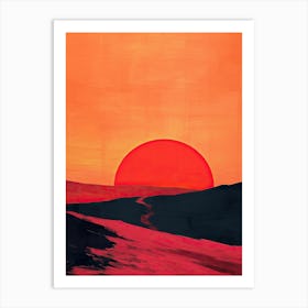 Sunset In The Desert, Minimalism Art Print