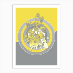 Vintage Johnny Jump Up Botanical Geometric Art in Yellow and Gray n.177 Art Print
