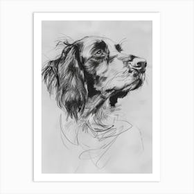 English Springer Spaniel Dog Charcoal Line 2 Art Print