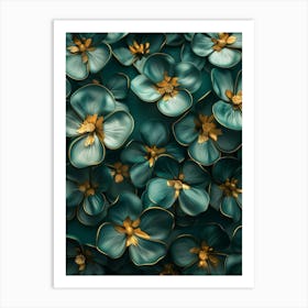 3d Background With Flowers Art Print