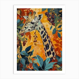 Giraffe Eating Berries 1 Art Print