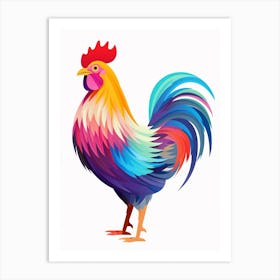 Colourful Geometric Bird Chicken 1 Art Print