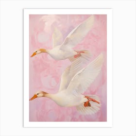 Pink Ethereal Bird Painting Duck 2 Art Print