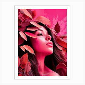 Autumn Leaves On A Girl Art Print