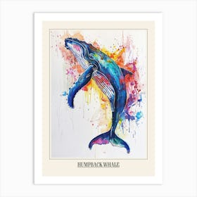 Humpback Whale Colourful Watercolour 2 Poster Art Print