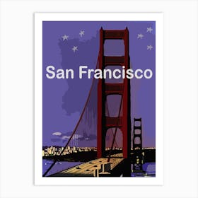 San Francisco, Golden Gate Bridge At Night Art Print