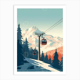 Winter Landscape With Ski Lift Art Print