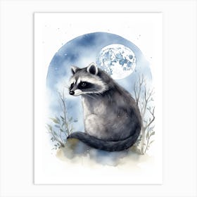 A Nocturnal Raccoon Watercolour Illustration Storybook 1 Art Print