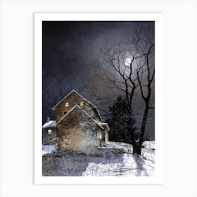 Ray Hendershot "Working Late" Painting | Winter Yule Christmas Cold Months in HD Art Print