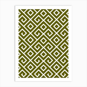 Lada Bereginya - Slavic Geometric Structural Ornament - Ancient Ethnic Obereg - Folk Motive Line Deco Art - Antique Bronze Green Yellow White Art Print