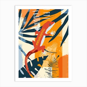 Red Mediterranean House Gecko Abstract Modern Illustration 2 Art Print