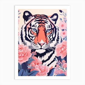 Tiger With Flowers Art Print