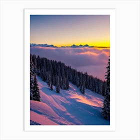 La Clusaz, France Sunrise Skiing Poster Art Print