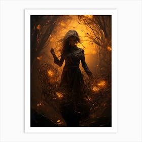 Woman in lights 2 Art Print