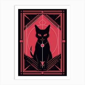 The Devil Tarot Card, Black Cat In Pink 3 Art Print
