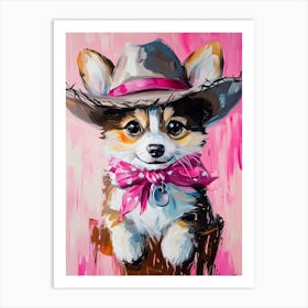 Corgi In Cowboy Hat Art Print