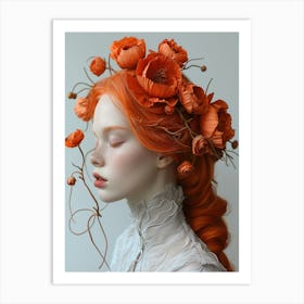 Portrait Of An Orange Haired Girl Art Print