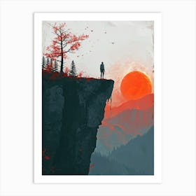 Sunset On The Cliff, Minimalism Art Print