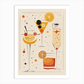 Art Deco Spirtz Inspired Cocktail 1 Art Print