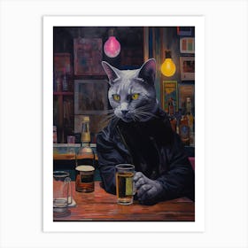 Cat At The Bar Art Print