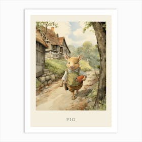Beatrix Potter Inspired  Animal Watercolour Pig 1 Art Print