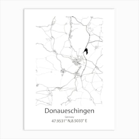 Donaueschingen,Germany Minimalist Map Art Print