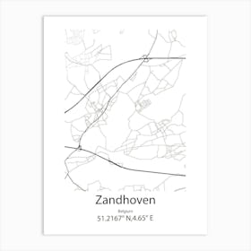 Zandhoven,Belgium Minimalist Map Art Print