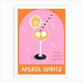 Aperol Spritz Cocktail Pink Print Art Print