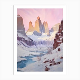 Dreamy Winter Painting Torres Del Paine National Park Argentina 3 Art Print