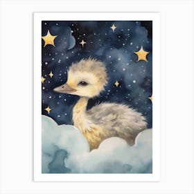 Baby Ostrich 1 Sleeping In The Clouds Art Print