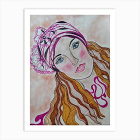 Girl with chestnut hair Art Print