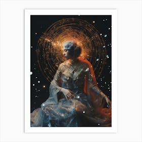 Cosmic surrealism portrait of a woman 1 Art Print