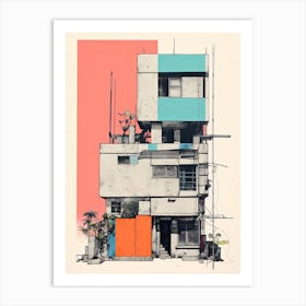 A House In Mumbai, Abstract Risograph Style 4 Art Print