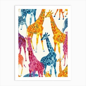 Giraffe Colourful Watercolour Pattern 1 Art Print