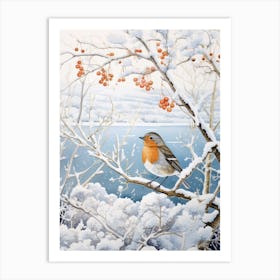 Winter Bird Painting European Robin 4 Art Print