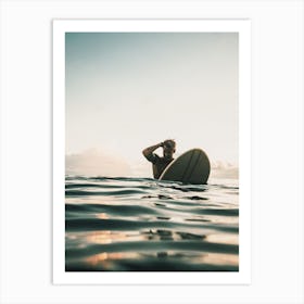 Surfer At Sunset Art Print